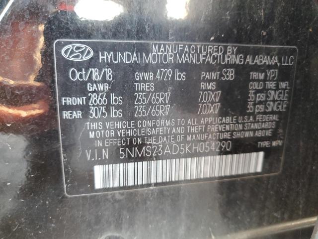 Photo 12 VIN: 5NMS23AD5KH054290 - HYUNDAI SANTA FE S 