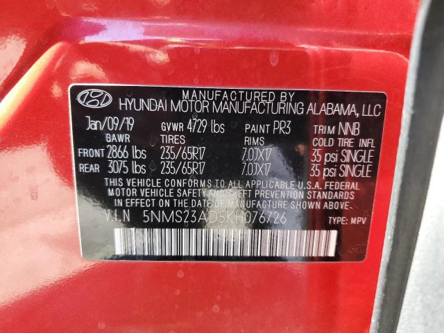 Photo 13 VIN: 5NMS23AD5KH076726 - HYUNDAI SANTA FE S 