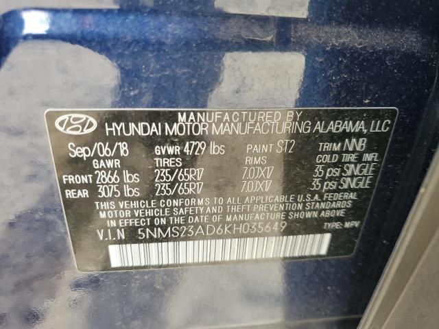 Photo 12 VIN: 5NMS23AD6KH035649 - HYUNDAI SANTA FE S 