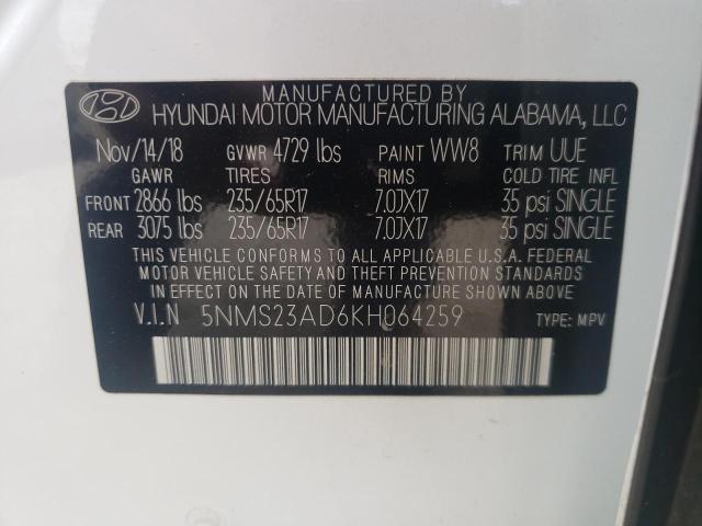 Photo 11 VIN: 5NMS23AD6KH064259 - HYUNDAI SANTA FE S 