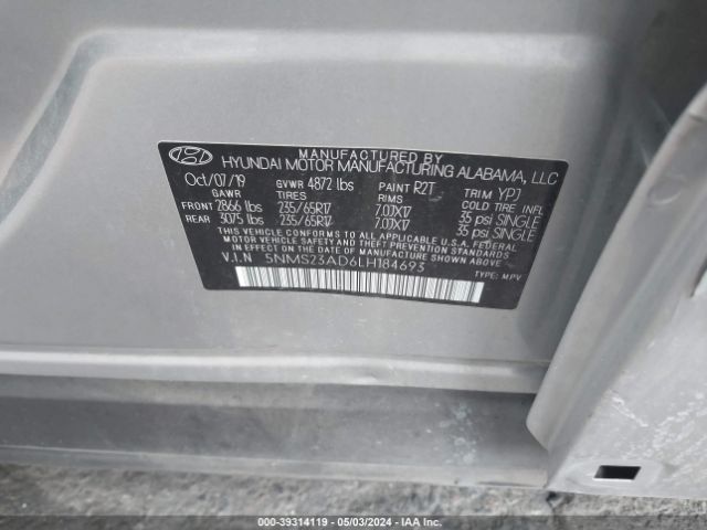 Photo 8 VIN: 5NMS23AD6LH184693 - HYUNDAI SANTA FE 