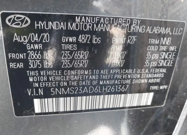 Photo 8 VIN: 5NMS23AD6LH261367 - HYUNDAI SANTA FE 