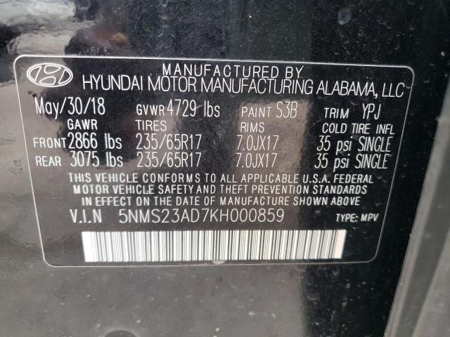 Photo 9 VIN: 5NMS23AD7KH000859 - HYUNDAI SANTA FE S 