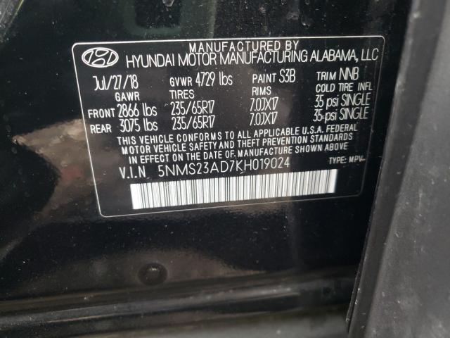 Photo 9 VIN: 5NMS23AD7KH019024 - HYUNDAI SANTA FE S 