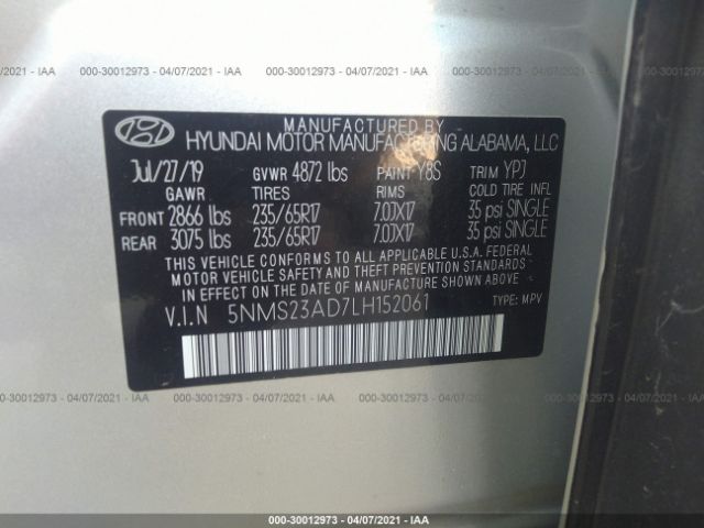 Photo 8 VIN: 5NMS23AD7LH152061 - HYUNDAI SANTA FE 