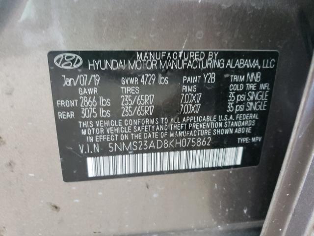 Photo 9 VIN: 5NMS23AD8KH075862 - HYUNDAI SANTA FE S 