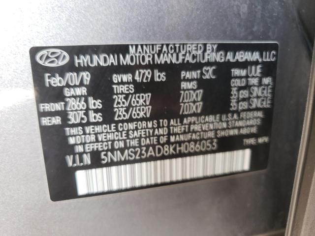 Photo 9 VIN: 5NMS23AD8KH086053 - HYUNDAI SANTA FE S 