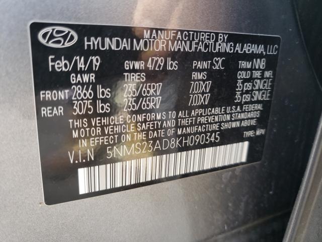 Photo 9 VIN: 5NMS23AD8KH090345 - HYUNDAI SANTA FE S 