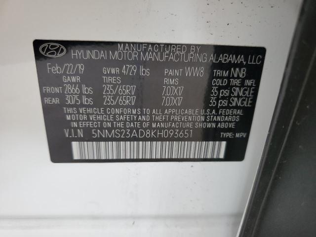 Photo 12 VIN: 5NMS23AD8KH093651 - HYUNDAI SANTA FE 