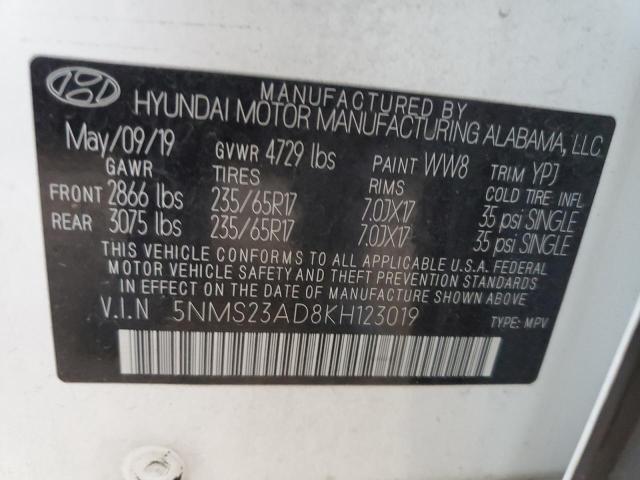 Photo 11 VIN: 5NMS23AD8KH123019 - HYUNDAI SANTA FE S 