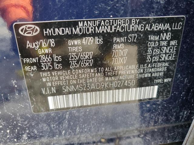 Photo 11 VIN: 5NMS23AD9KH027450 - HYUNDAI SANTA FE S 