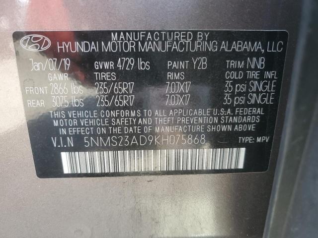 Photo 13 VIN: 5NMS23AD9KH075868 - HYUNDAI SANTA FE S 