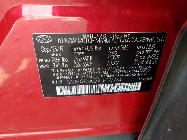 Photo 9 VIN: 5NMS23AD9LH177754 - HYUNDAI SANTA FE 