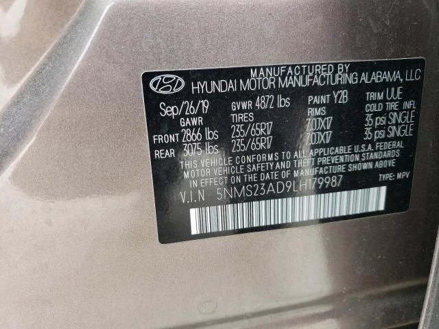 Photo 12 VIN: 5NMS23AD9LH179987 - HYUNDAI SANTA FE S 