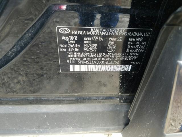 Photo 9 VIN: 5NMS23ADXKH020796 - HYUNDAI SANTA FE S 