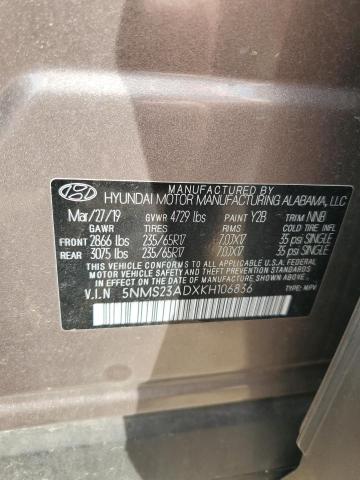 Photo 12 VIN: 5NMS23ADXKH106836 - HYUNDAI SANTA FE S 