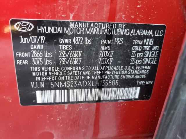 Photo 12 VIN: 5NMS23ADXLH135805 - HYUNDAI SANTA FE S 