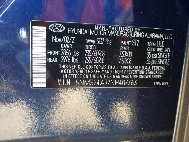 Photo 12 VIN: 5NMS24AJ2NH407763 - HYUNDAI SANTA FE 