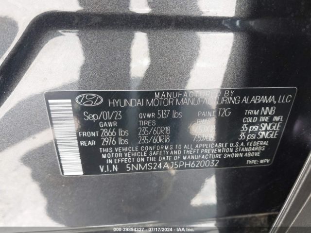 Photo 8 VIN: 5NMS24AJ5PH620032 - HYUNDAI SANTA FE 