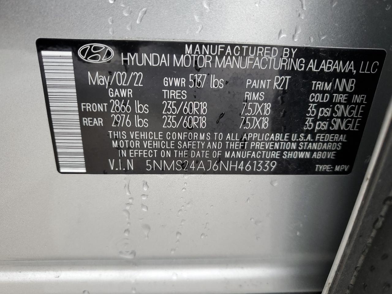 Photo 13 VIN: 5NMS24AJ6NH461339 - HYUNDAI SANTA FE 