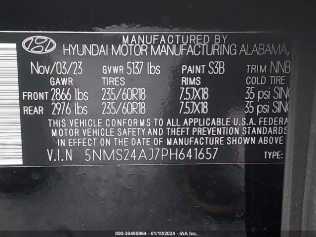 Photo 8 VIN: 5NMS24AJ7PH641657 - HYUNDAI SANTA FE 