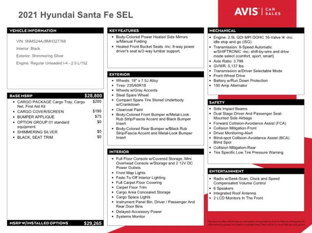 Photo 11 VIN: 5NMS24AJ8MH327768 - HYUNDAI SANTA FE S 