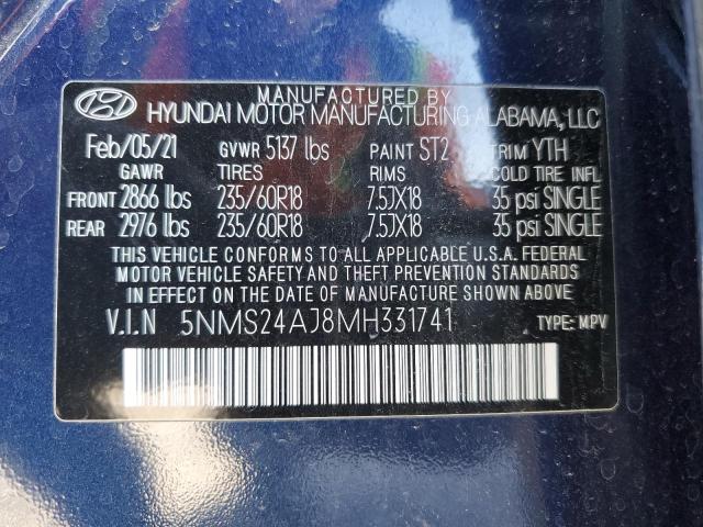 Photo 11 VIN: 5NMS24AJ8MH331741 - HYUNDAI SANTA FE S 