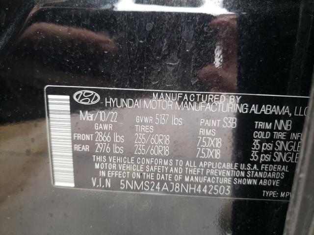 Photo 11 VIN: 5NMS24AJ8NH442503 - HYUNDAI SANTA FE 