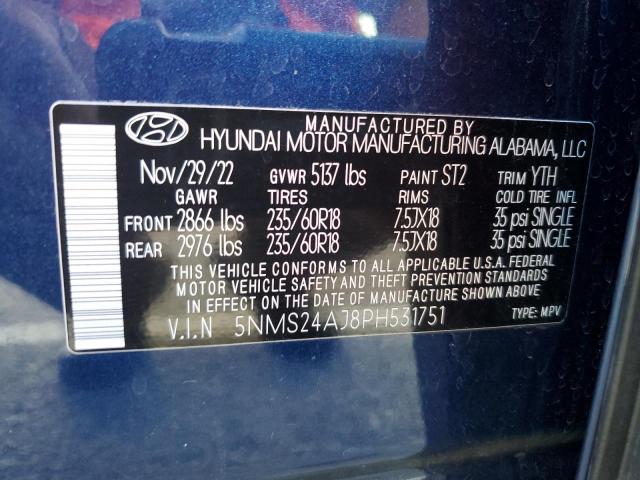 Photo 12 VIN: 5NMS24AJ8PH531751 - HYUNDAI SANTA FE 