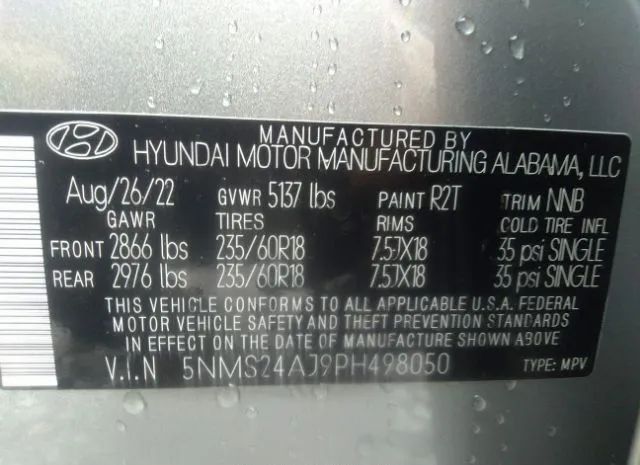 Photo 8 VIN: 5NMS24AJ9PH498050 - HYUNDAI SANTA FE 