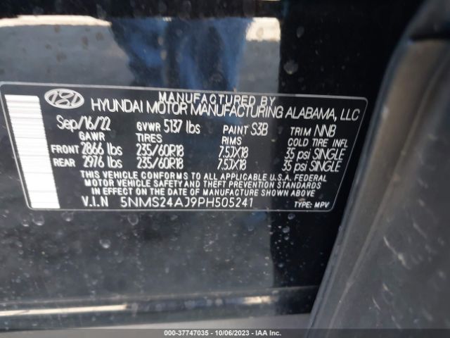 Photo 8 VIN: 5NMS24AJ9PH505241 - HYUNDAI SANTA FE 