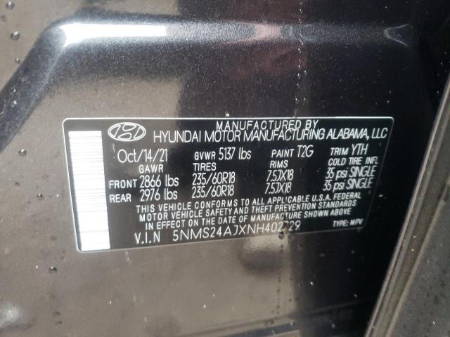 Photo 9 VIN: 5NMS24AJXNH402729 - HYUNDAI SANTA FE S 