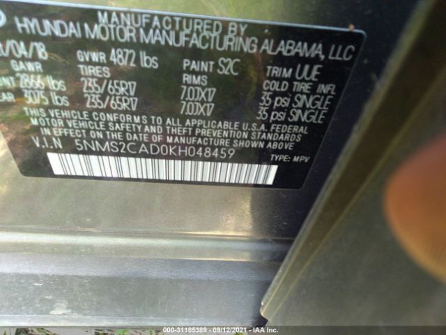 Photo 8 VIN: 5NMS2CAD0KH048459 - HYUNDAI SANTA FE 