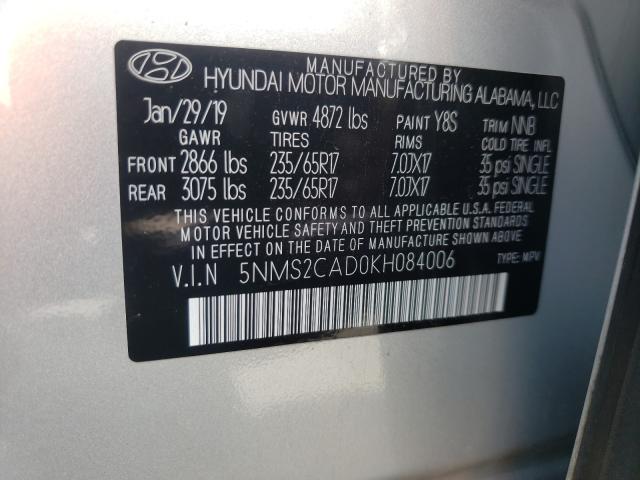 Photo 9 VIN: 5NMS2CAD0KH084006 - HYUNDAI SANTA FE S 