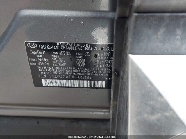 Photo 8 VIN: 5NMS2CAD1KH035686 - HYUNDAI SANTA FE 