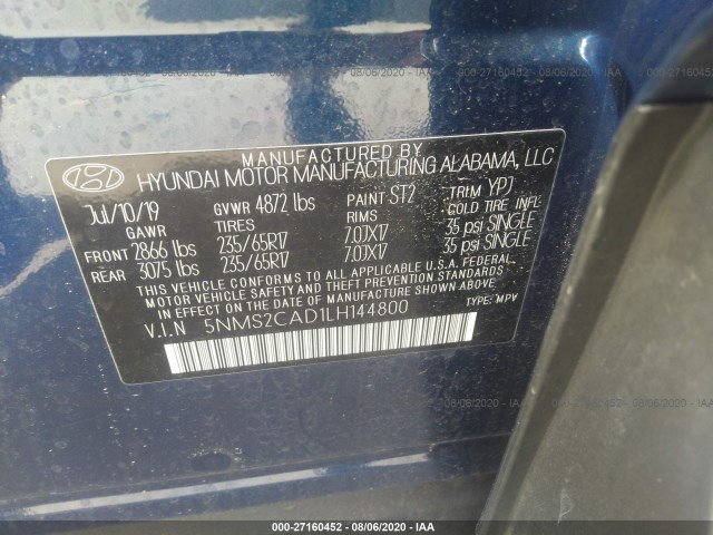 Photo 8 VIN: 5NMS2CAD1LH144800 - HYUNDAI SANTA FE 