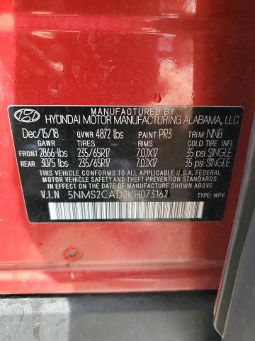 Photo 12 VIN: 5NMS2CAD2KH073167 - HYUNDAI SANTA FE S 