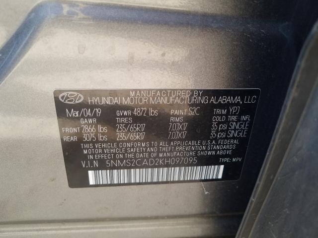 Photo 9 VIN: 5NMS2CAD2KH097095 - HYUNDAI SANTA FE S 