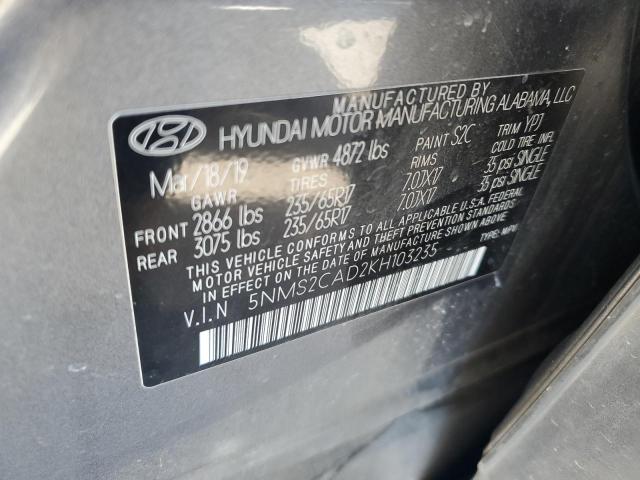 Photo 12 VIN: 5NMS2CAD2KH103235 - HYUNDAI SANTA FE S 