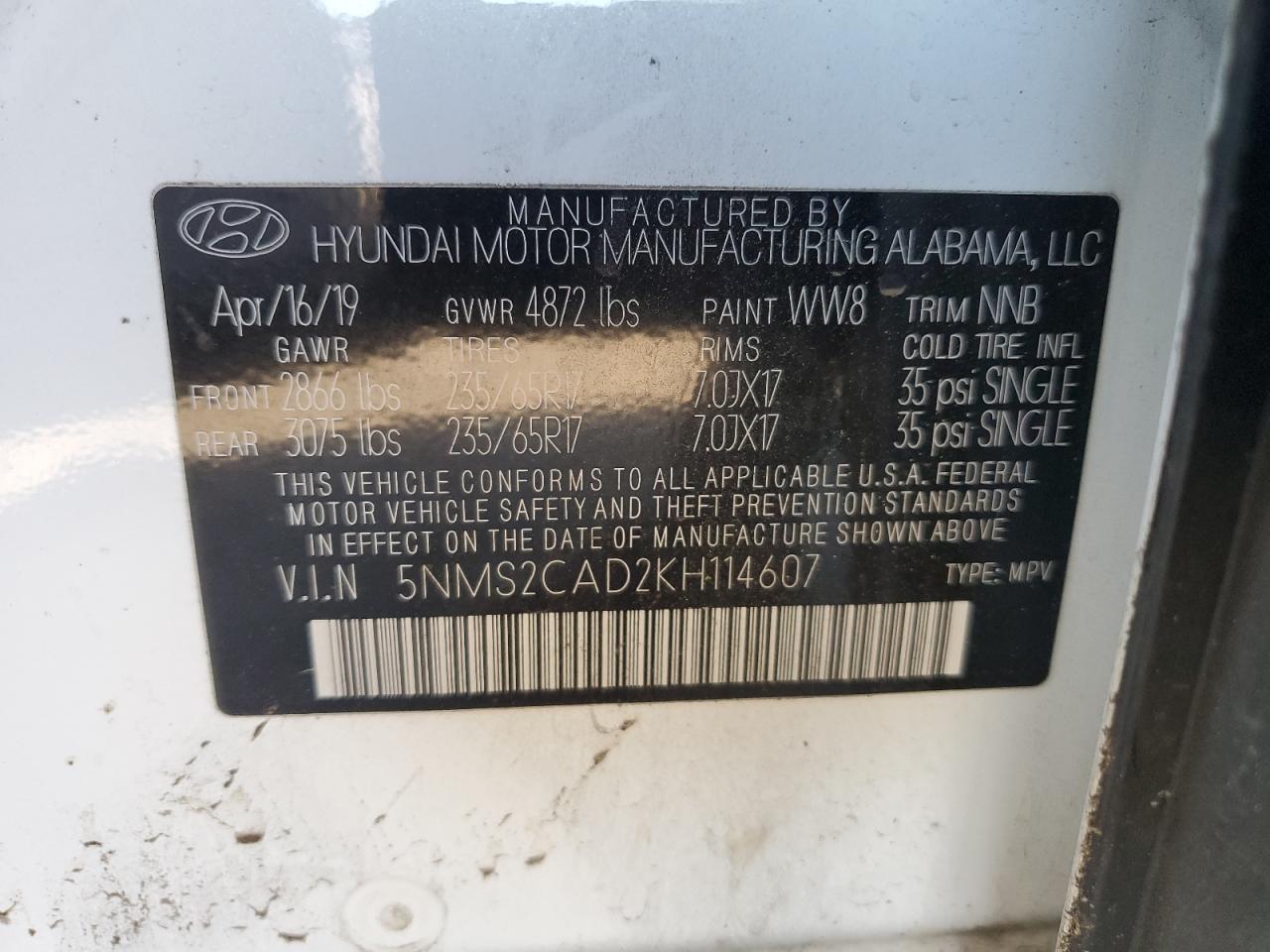 Photo 13 VIN: 5NMS2CAD2KH114607 - HYUNDAI SANTA FE 