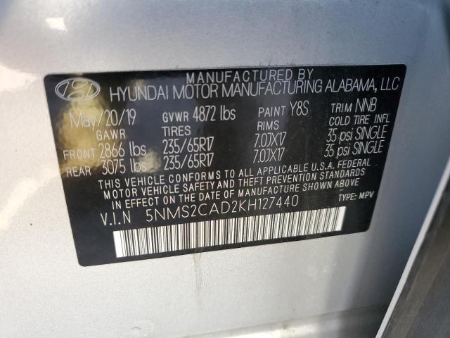 Photo 12 VIN: 5NMS2CAD2KH127440 - HYUNDAI SANTA FE S 