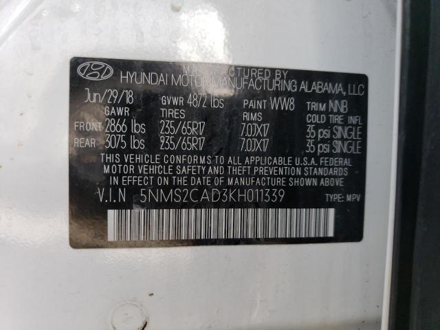 Photo 12 VIN: 5NMS2CAD3KH011339 - HYUNDAI SANTA FE S 