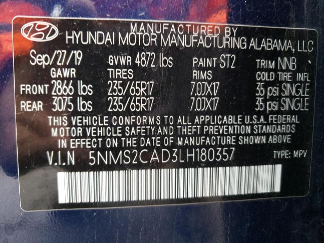 Photo 12 VIN: 5NMS2CAD3LH180357 - HYUNDAI SANTA FE S 