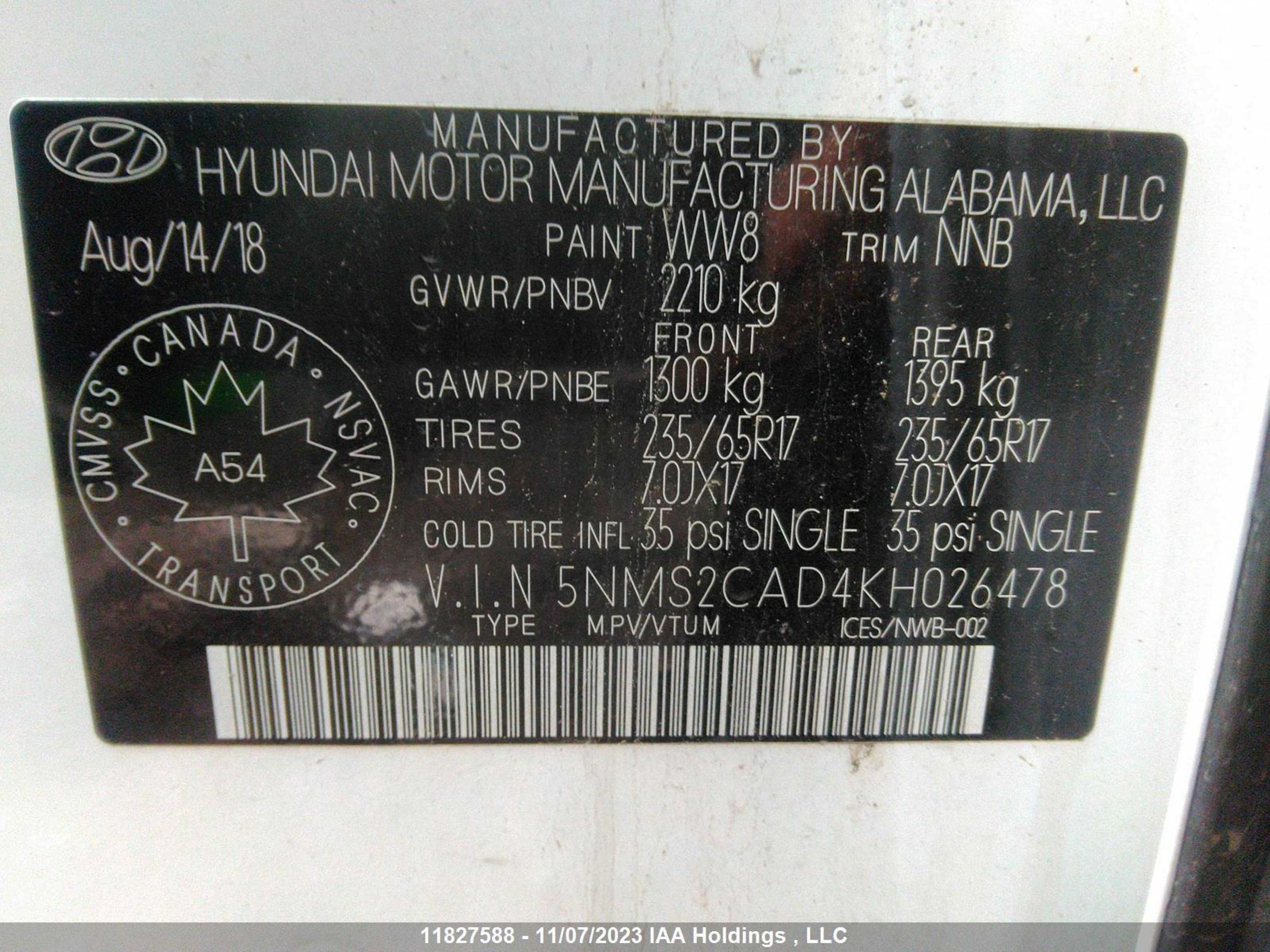 Photo 8 VIN: 5NMS2CAD4KH026478 - HYUNDAI SANTA FE 