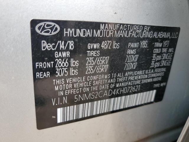 Photo 12 VIN: 5NMS2CAD4KH072621 - HYUNDAI SANTA FE S 