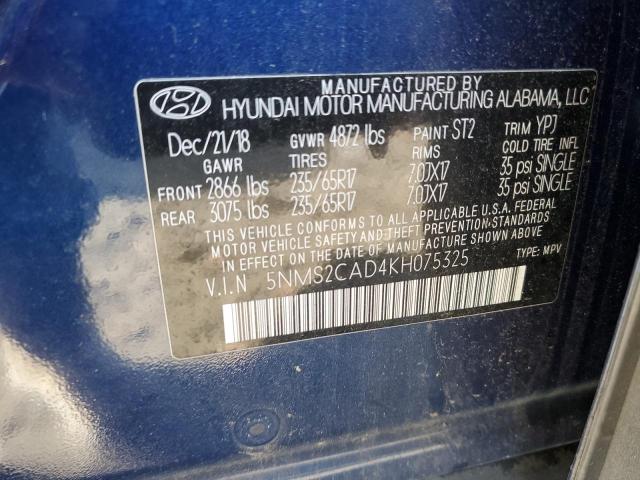 Photo 12 VIN: 5NMS2CAD4KH075325 - HYUNDAI SANTA FE S 