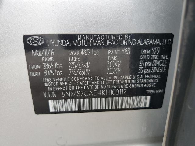 Photo 12 VIN: 5NMS2CAD4KH100112 - HYUNDAI SANTA FE S 