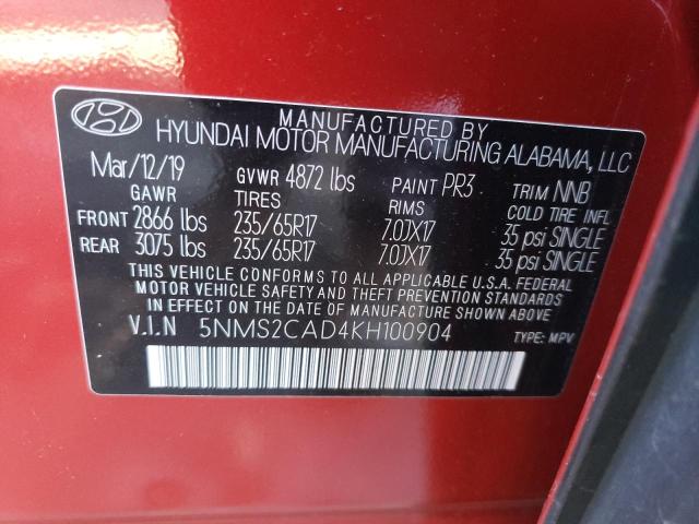 Photo 13 VIN: 5NMS2CAD4KH100904 - HYUNDAI SANTA FE S 