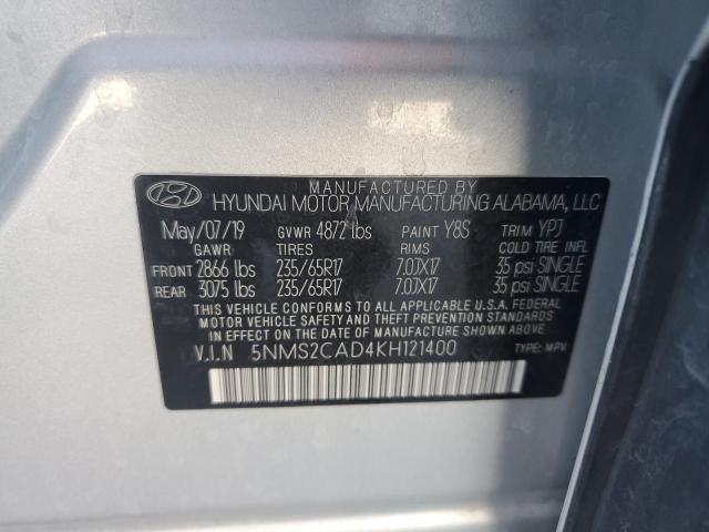 Photo 12 VIN: 5NMS2CAD4KH121400 - HYUNDAI SANTA FE 