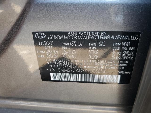 Photo 12 VIN: 5NMS2CAD5KH003033 - HYUNDAI SANTA FE 